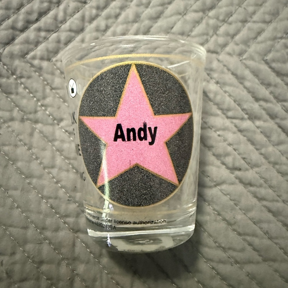 Pink Star Andy Personalized Shot Glass Hollywood